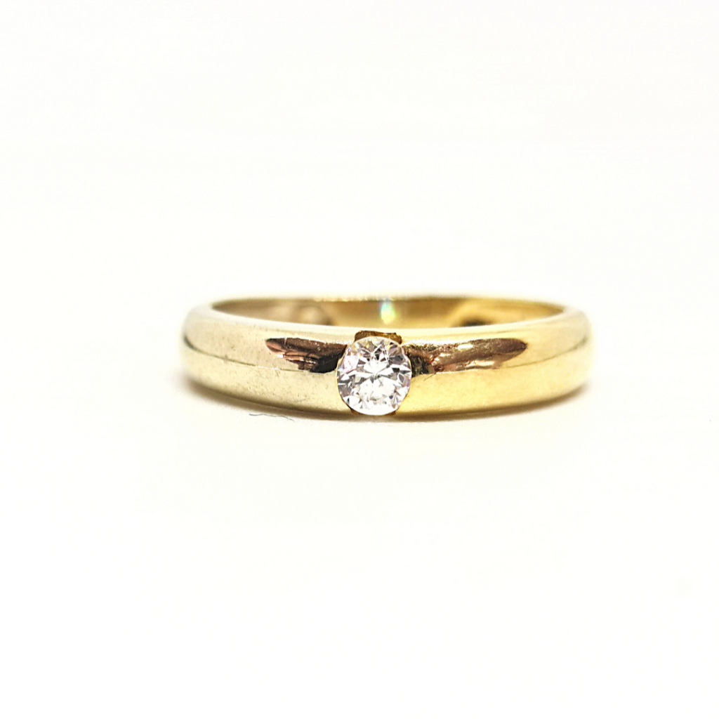 Anillo Compromiso Oro Amarillo Liso con Zirconia 14k