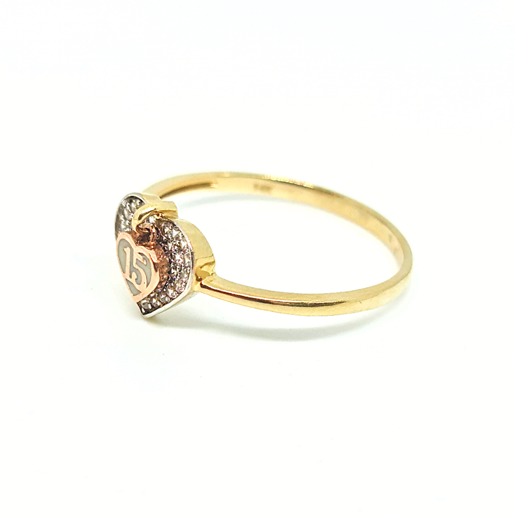 Anillo XV Años Oro Florentino Colgante 14k