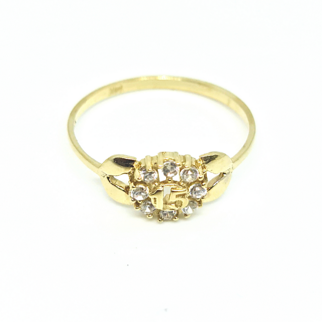 Anillo XV Años Oro Amarillo Redondo 14k