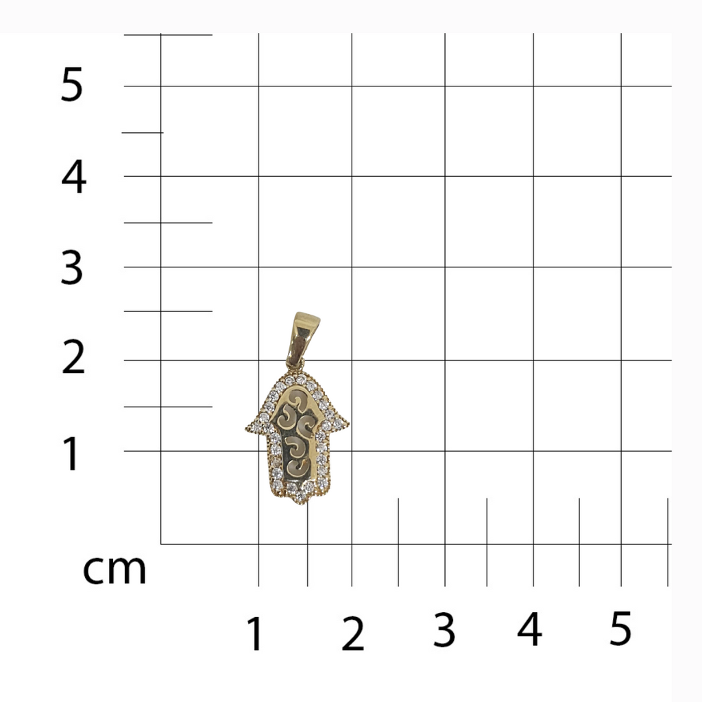 Dije Dama Manita de Fátima  Oro Amarillo con Zirconias 14k