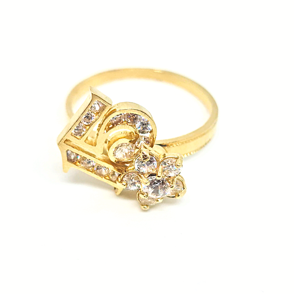 Anillo XV Anos Giratorio Flor con Zirconias 14k