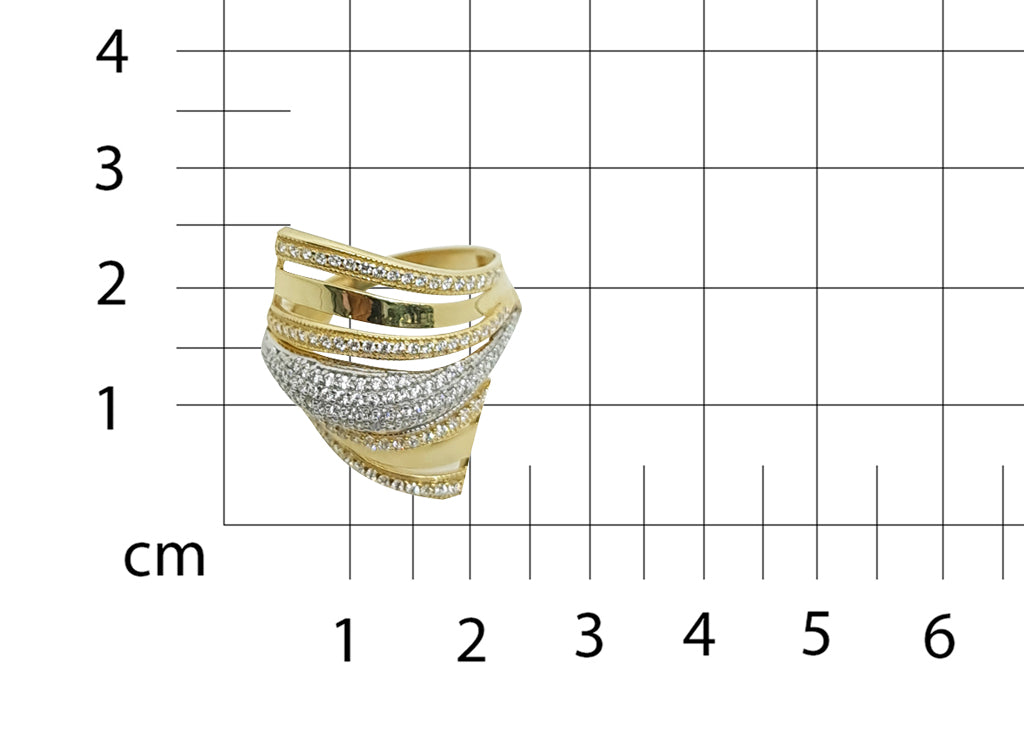 Anillo Dama Oro Amarillo Rombo con Zirconias 14k
