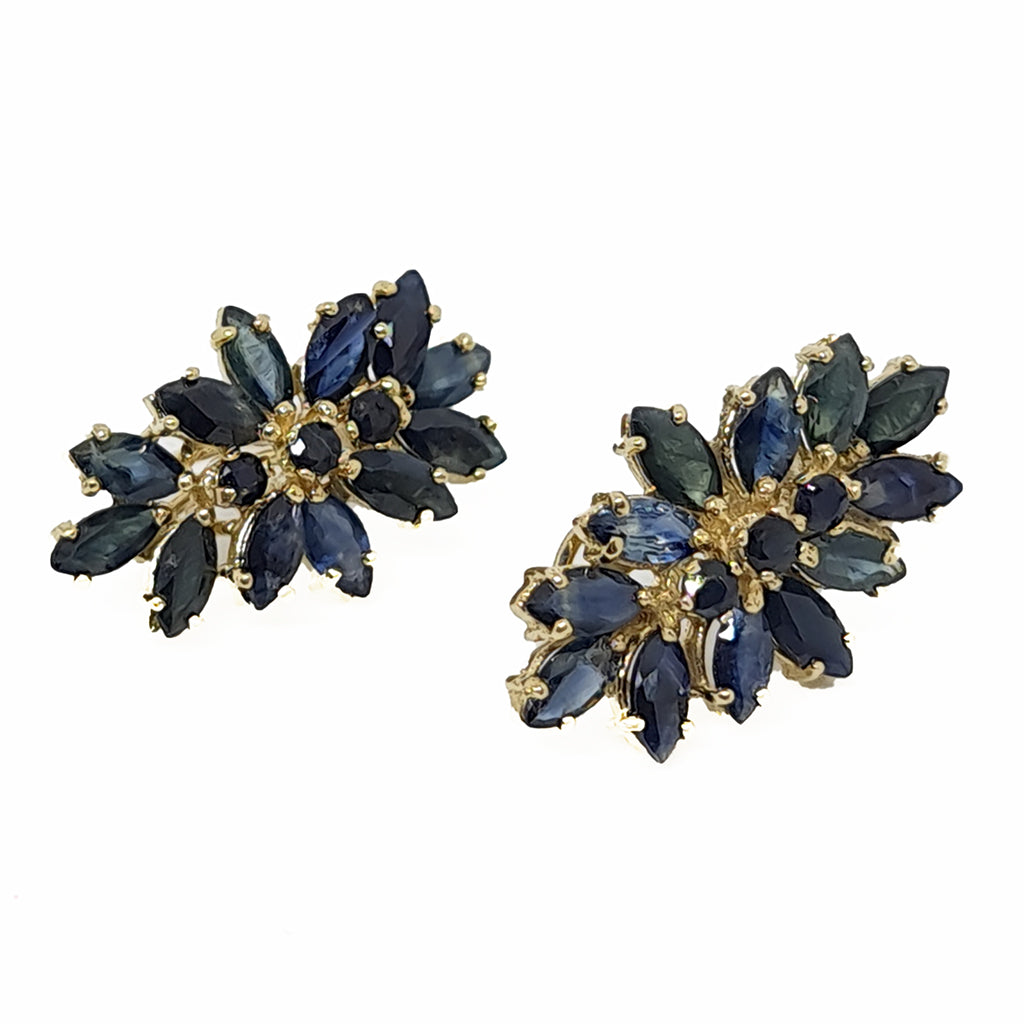 Aretes Racimo con Piedra Natural Zafiro 14k