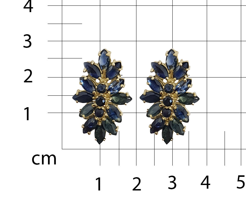 Aretes Racimo con Piedra Natural Zafiro 14k