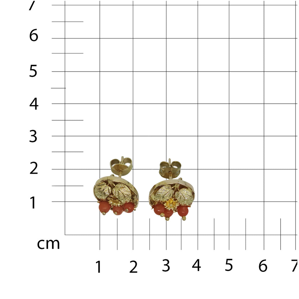 Arete Oro Amarillo Flores de Coral 14k